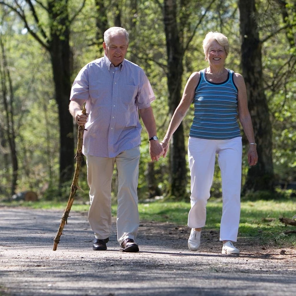Old couple walking